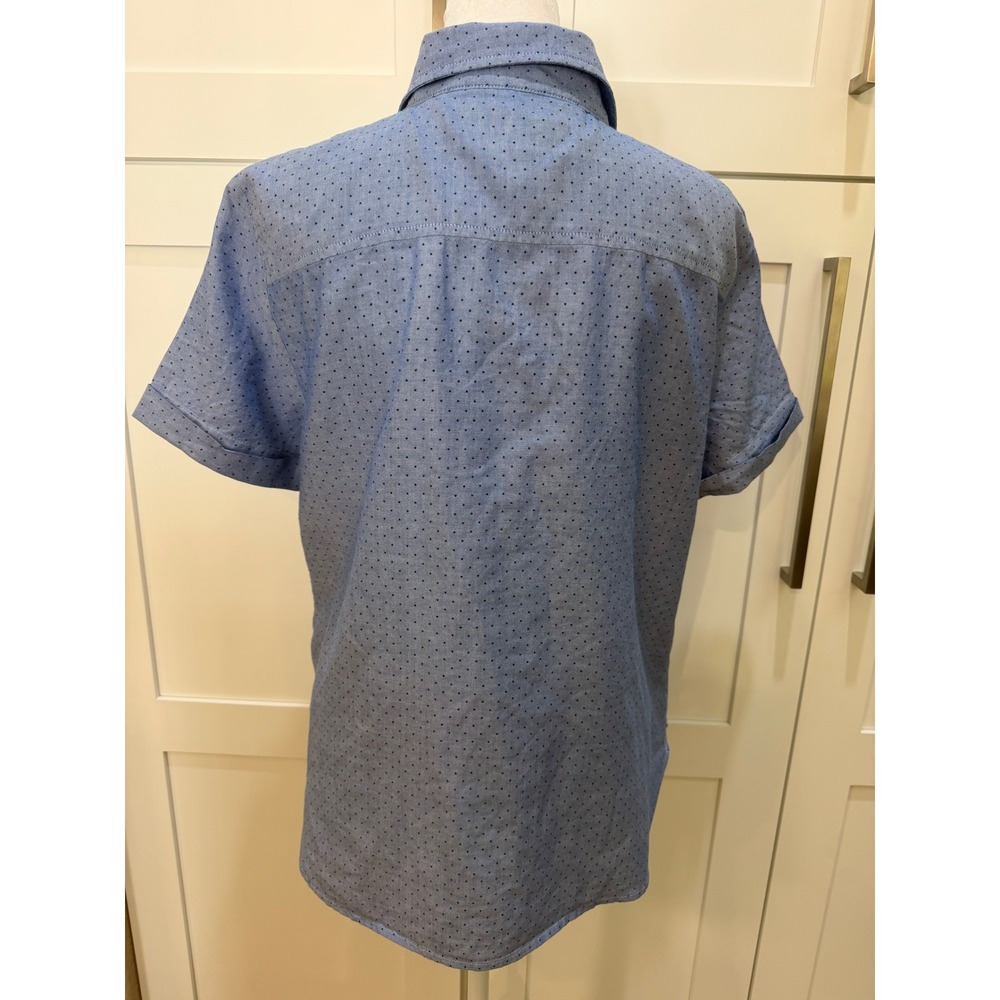 Tommy Hilfiger Womens Blue Polka Dot Short Sleeve Oxford Shirt M 100% cotton - Picture 2 of 8
